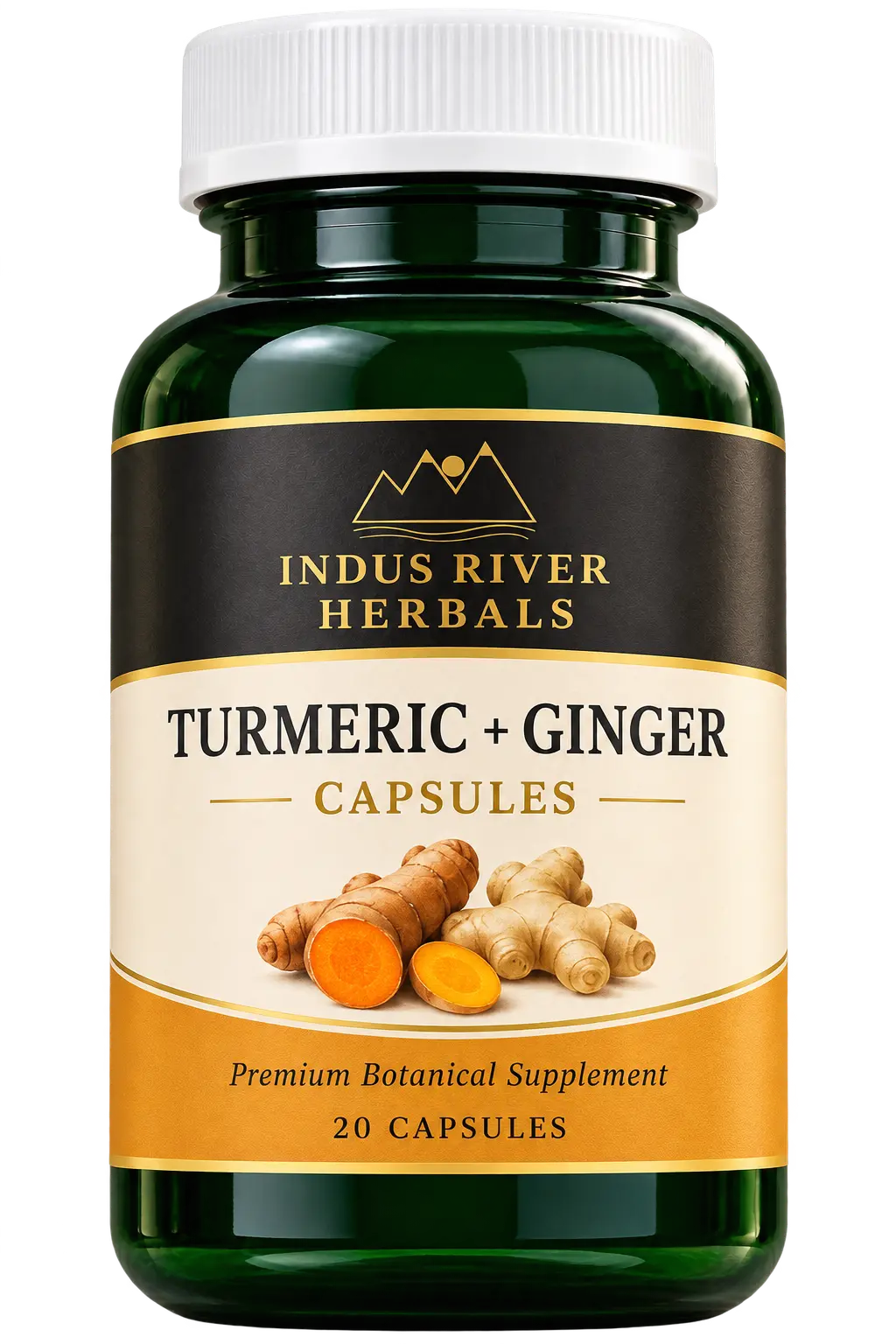 Indus River Herbals Turmeric and Ginger Capsules bottle